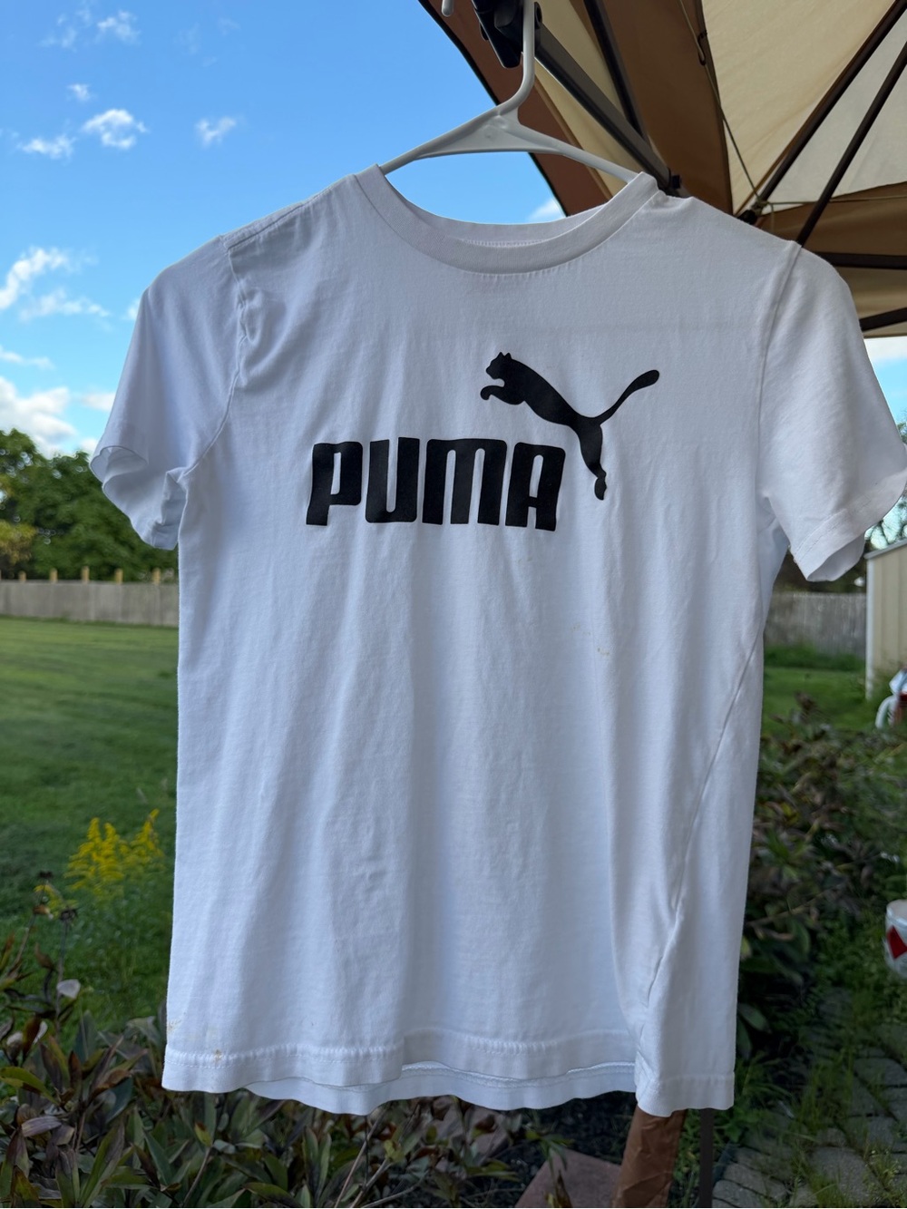 Puma White Short Sleeve Tee with Black Logo